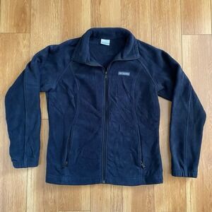 Columbia Fleece Jacket Full Zip Black Women's Size L Outdoor Warm Layer Casual